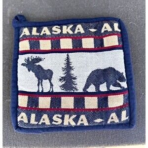 Arctic Circle Quilted 100% Cotton Potholder 4x4 Blue Alaska Animal Pattern